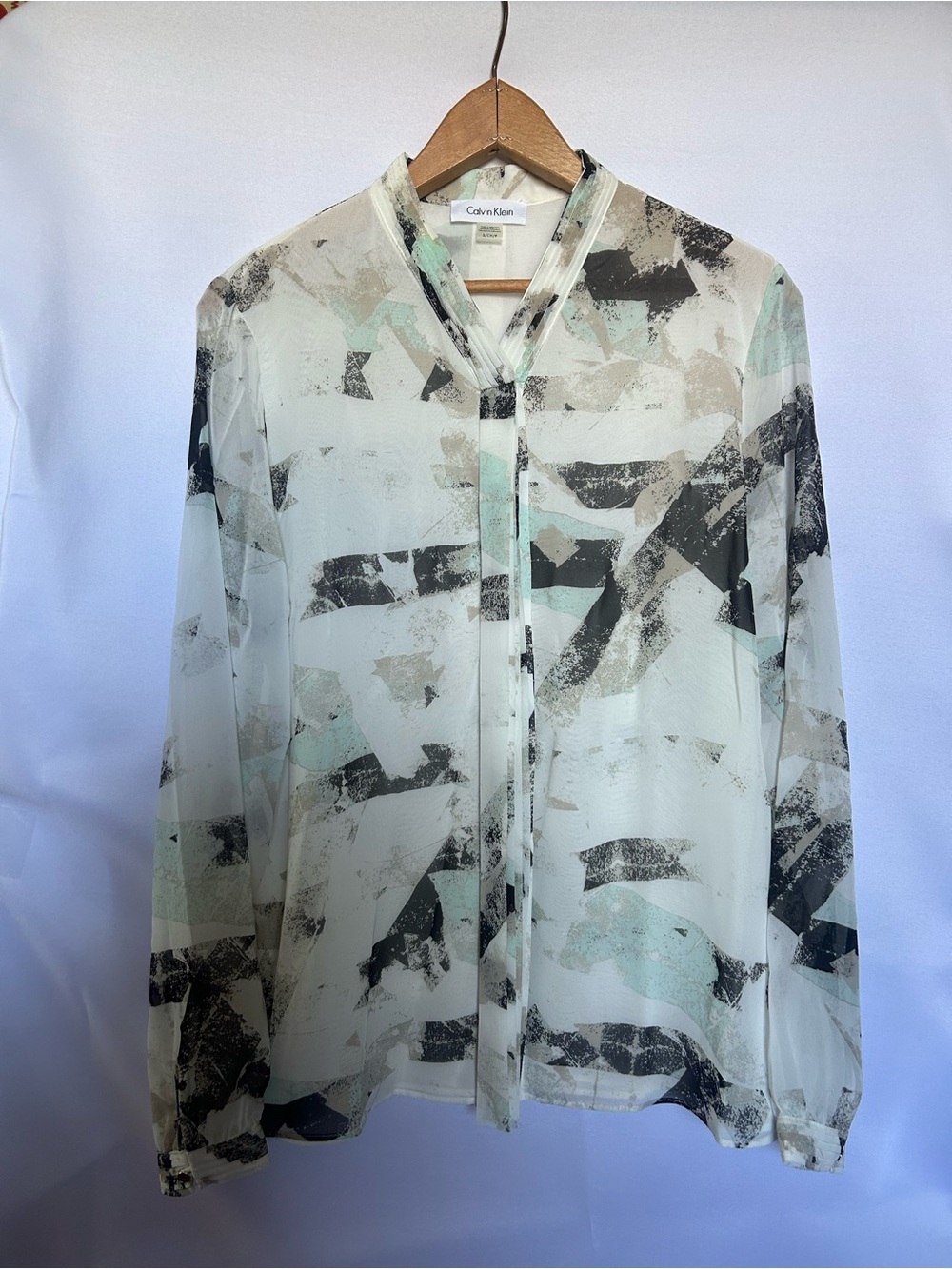 Calvin Klein Pale Mint & Black Abstract Lightweight Shirt Jacket